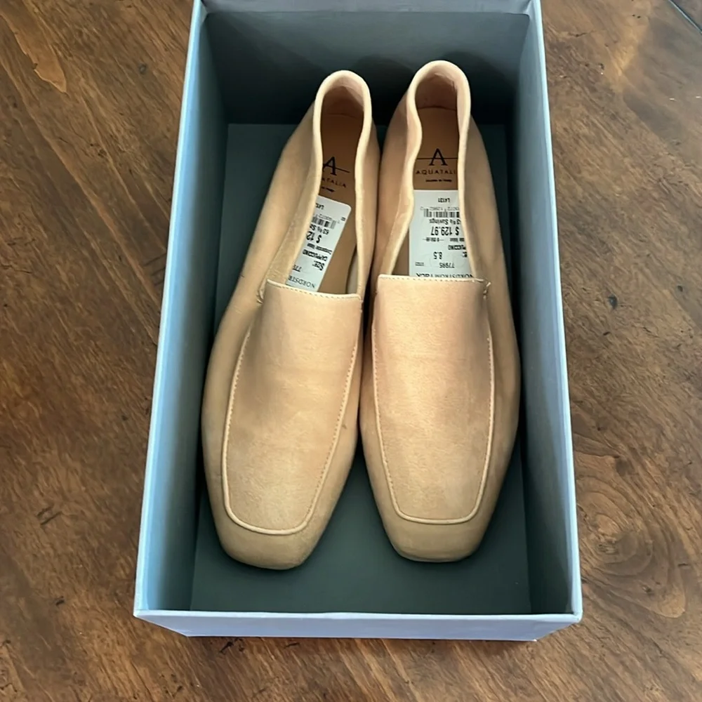 Aquatalia Rains Dress Suede Brown Shoes 8.5M Cappuccino - Picture 5 of 7